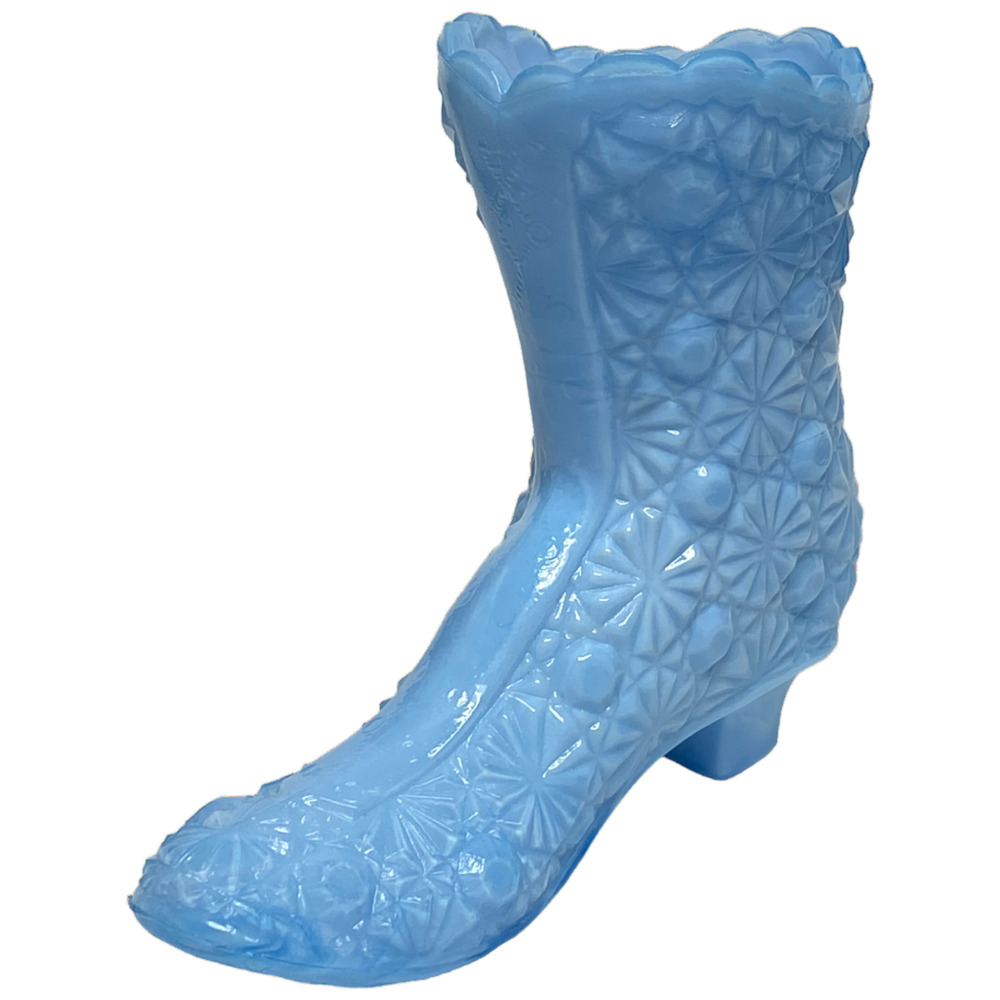 Vintage Boyd Glass Alpine Blue High Top Boot Daisy & Button 4" Figurine 1998 - Picture 10 of 16